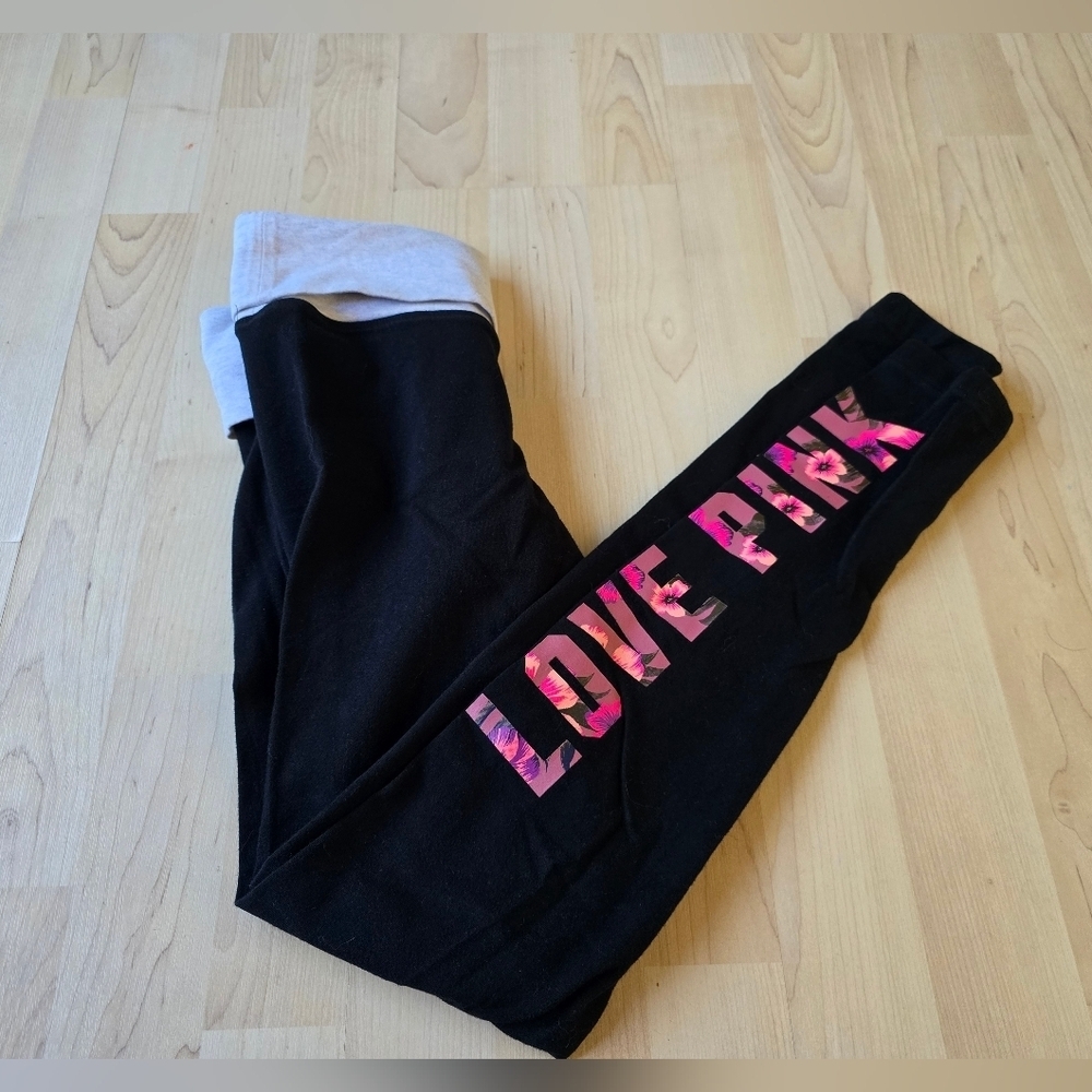 Pink Yoga Fold Over Leggings Size XS